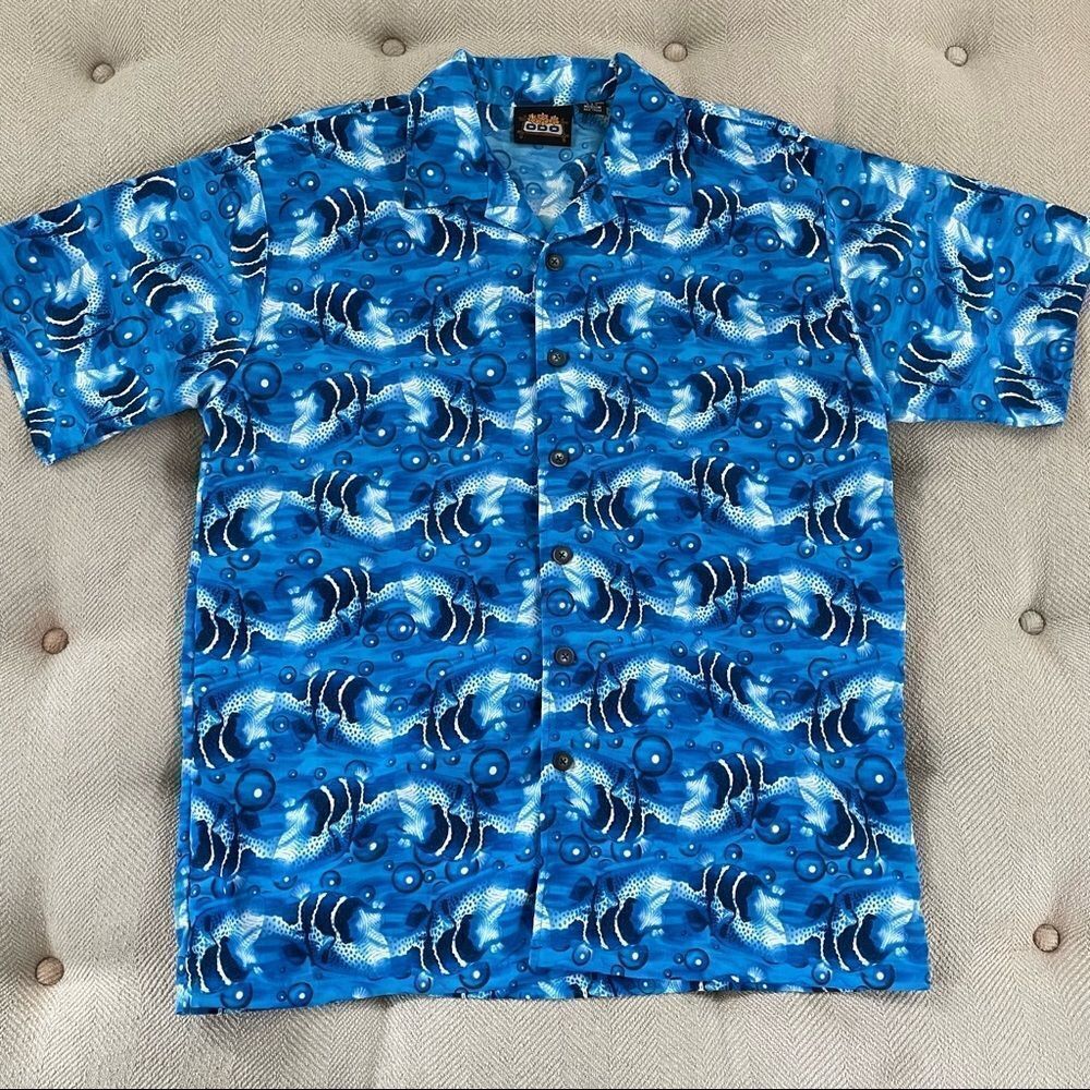 Vintage ODO Hawaiian Beach Surfer Shirt Short Sleeve Button Up M